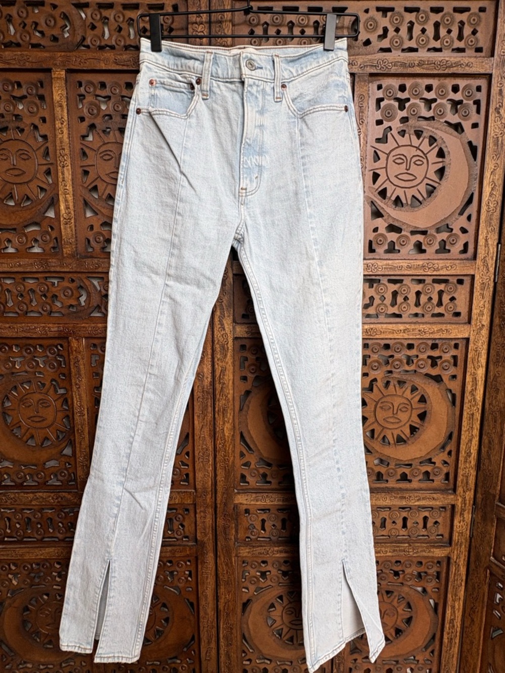 NWT A&F TALL Split Hem Skinny High Rise Light Wash Denim Jeans - 2L Long